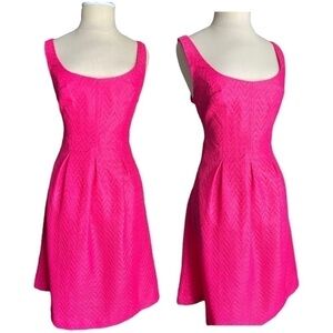 Nine West Scoop Neck Pink Lace Pleated Paneled Sleeveless A Line Dress Size 8